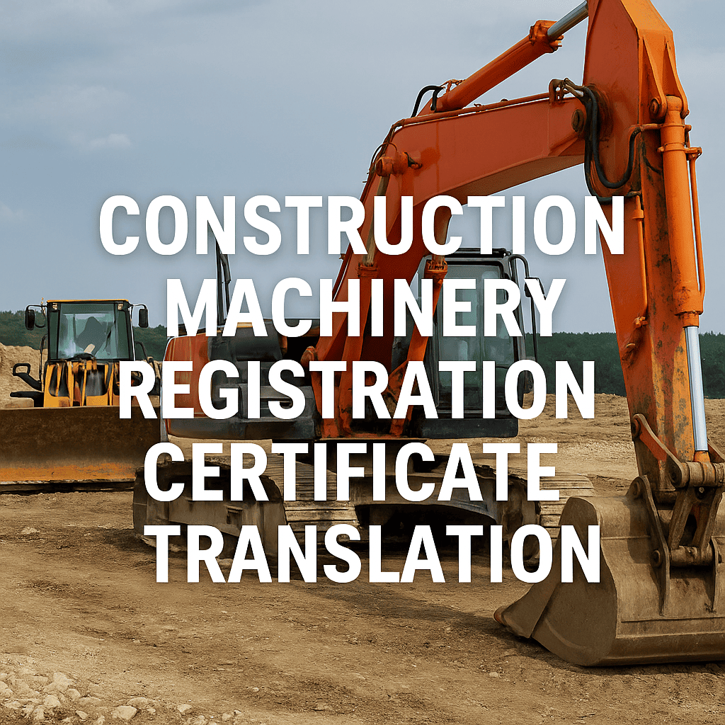 Translation of construction machinery registration certificate